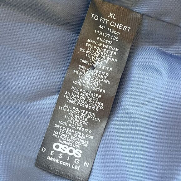 ASOS Men’s Oversized Wool Look Harrington Jacket Blue Brown Plaid Fuzzy XL - Picture 8 of 10